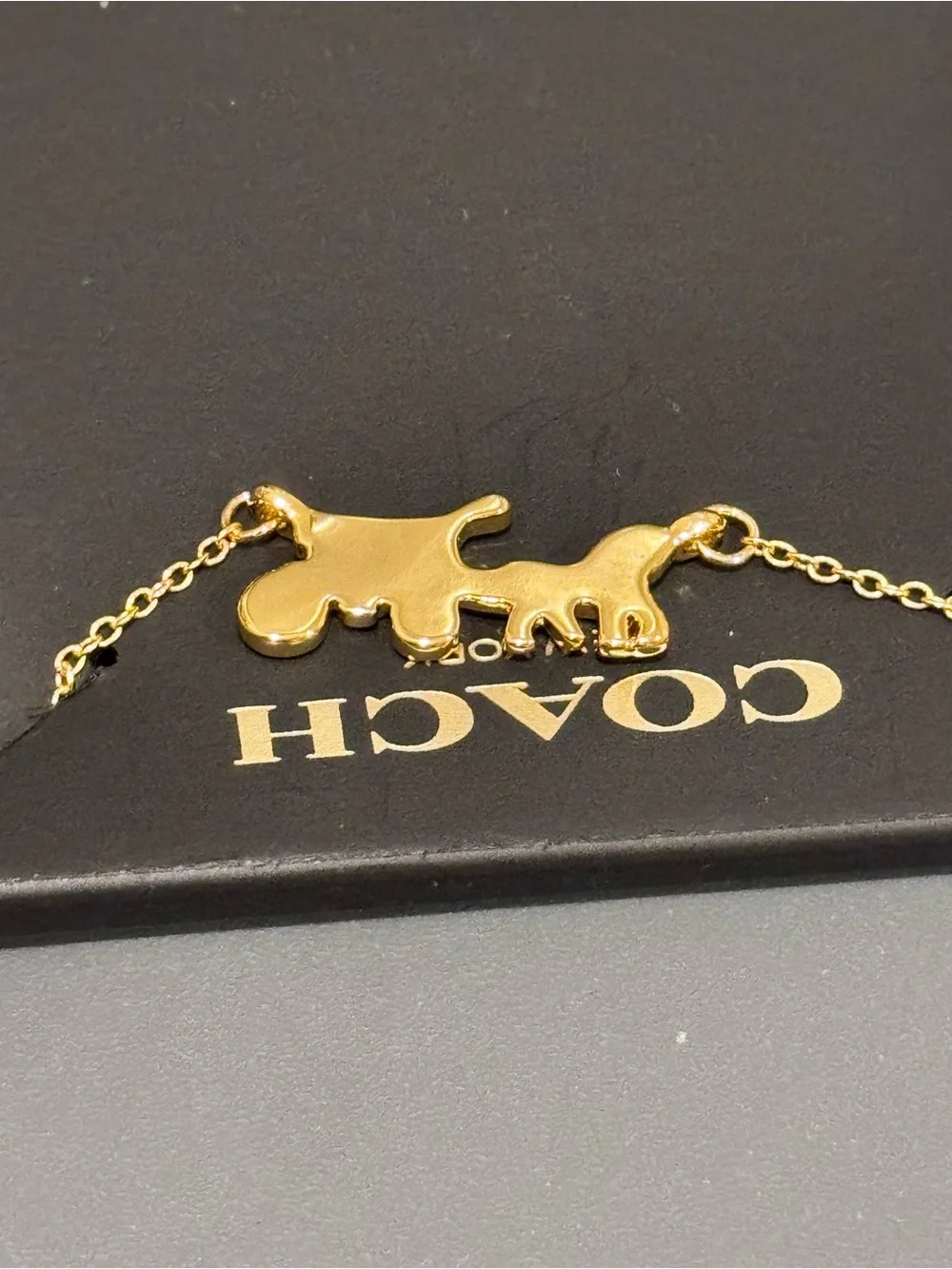 NWT Coach Gold Horse & Carriage Pendant Chain Necklace